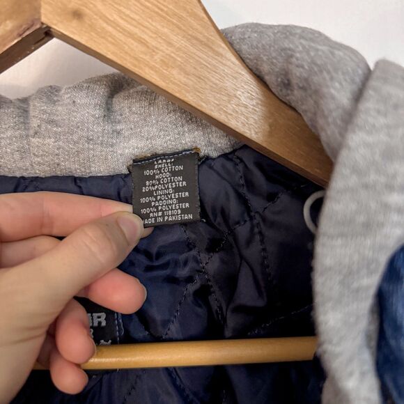 VTG 90s Heavy Double Layered Denim Hoodie Barn Chore Reservoir Workwear Jacket - Picture 6 of 6